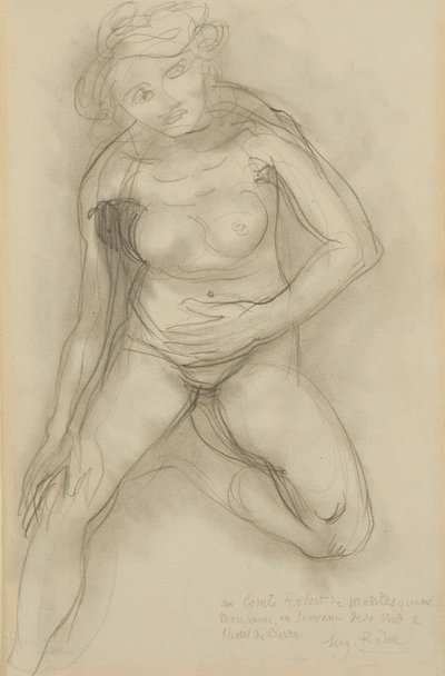 Seated Nude Woman Facing Forward, with One Leg Raised by Auguste Rodin